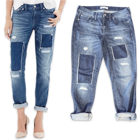 Madewell The Slim Boyjean: Patched-Up Edition in Springfield Wash - Picture 2 of 16